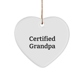 Funny Grandpa Gifts from Men to Grandpa, Heart Ornament with Certified Grandpa Quote for Christmas - Image 1